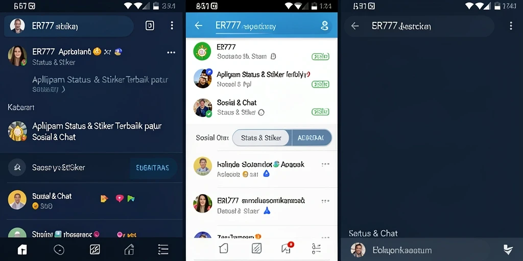 Tampilan antarmuka ER777 dengan berbagai pilihan stiker menarik.