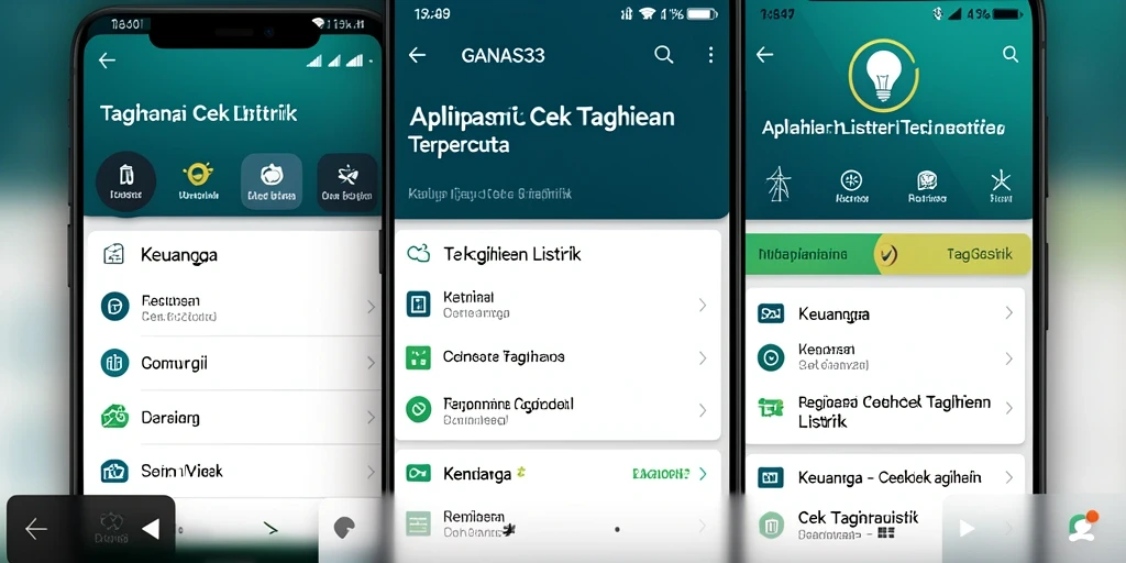 Antarmuka GANAS33 menampilkan informasi tagihan listrik secara jelas.