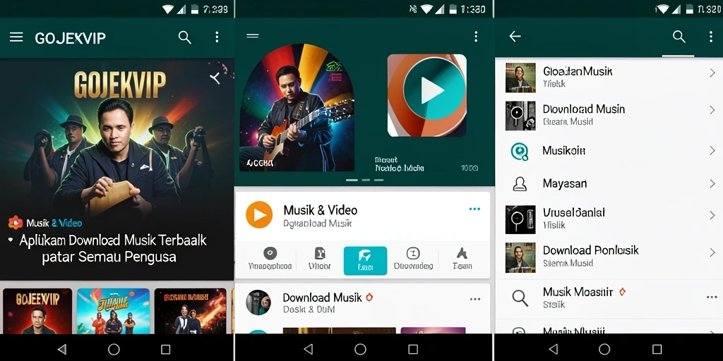 Antarmuka aplikasi GOJEKVIP yang menarik dan mudah digunakan untuk Download Musik.