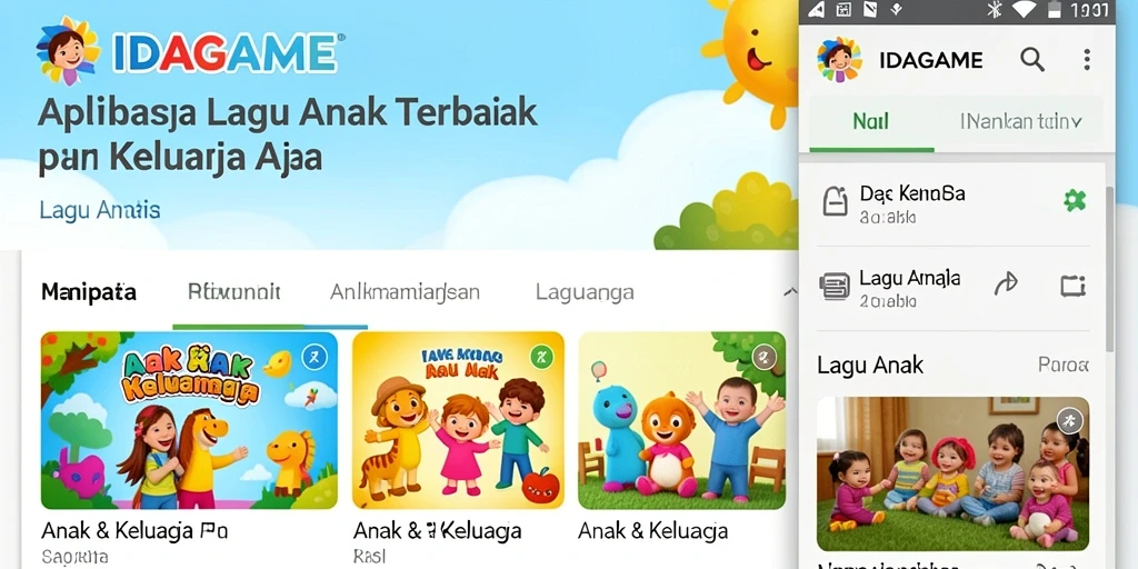 Antarmuka aplikasi IDAGAME yang ceria dan menyenangkan untuk anak-anak.