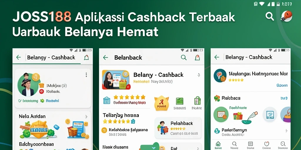 Tampilan utama aplikasi JOSS188 dengan fitur cashback yang menarik.